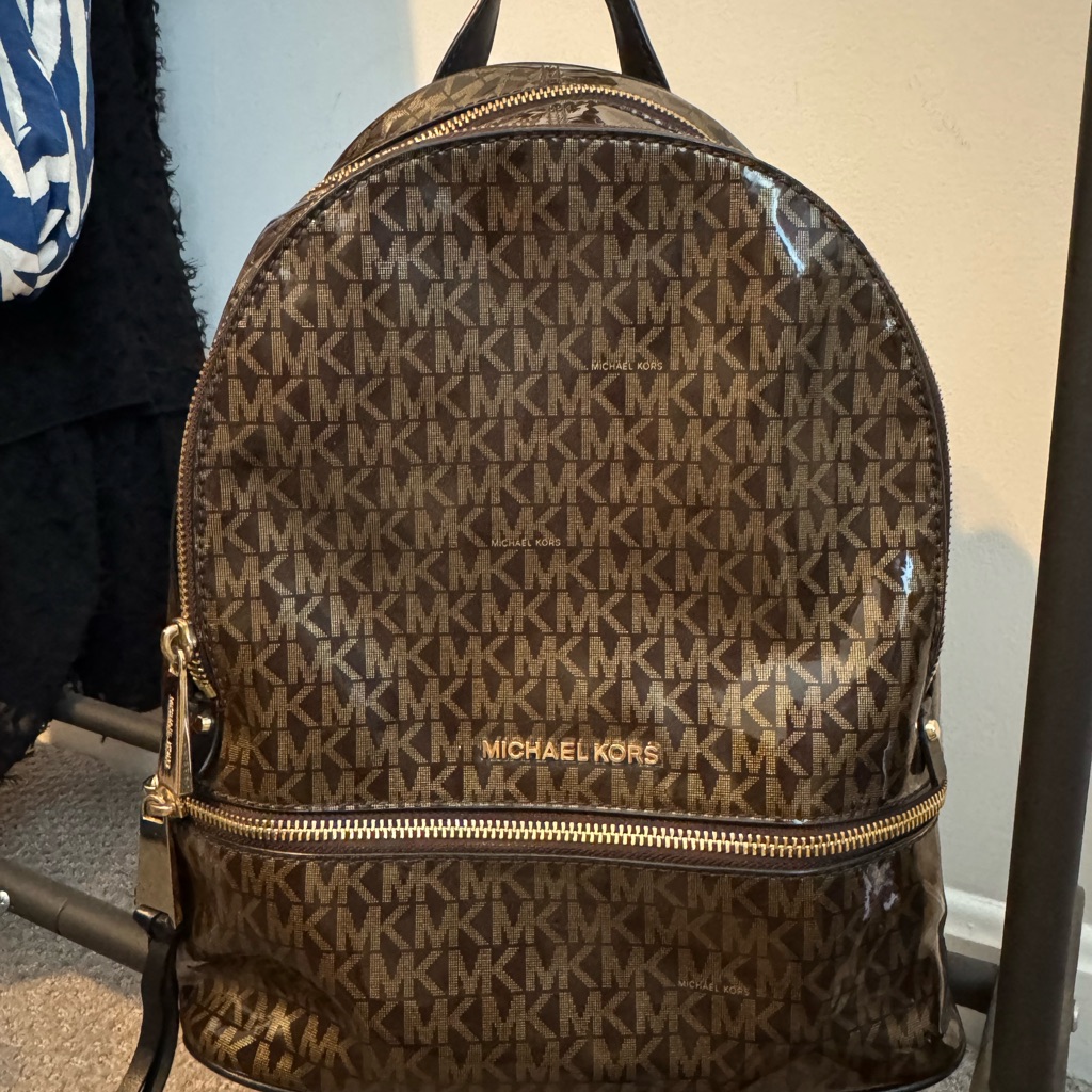 Michael Kors Signature Logo Backpack In Dark Brown